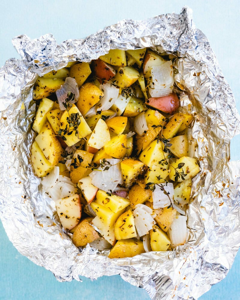Grilled potatoes in foil