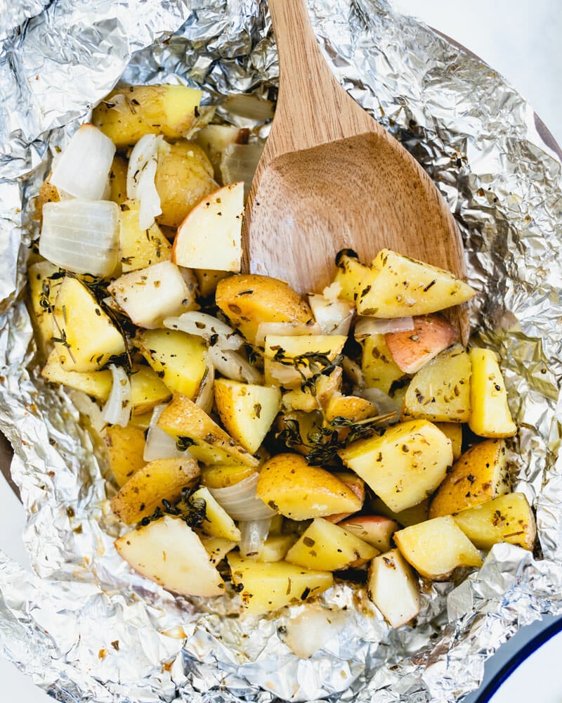 Grilled potatoes in foil