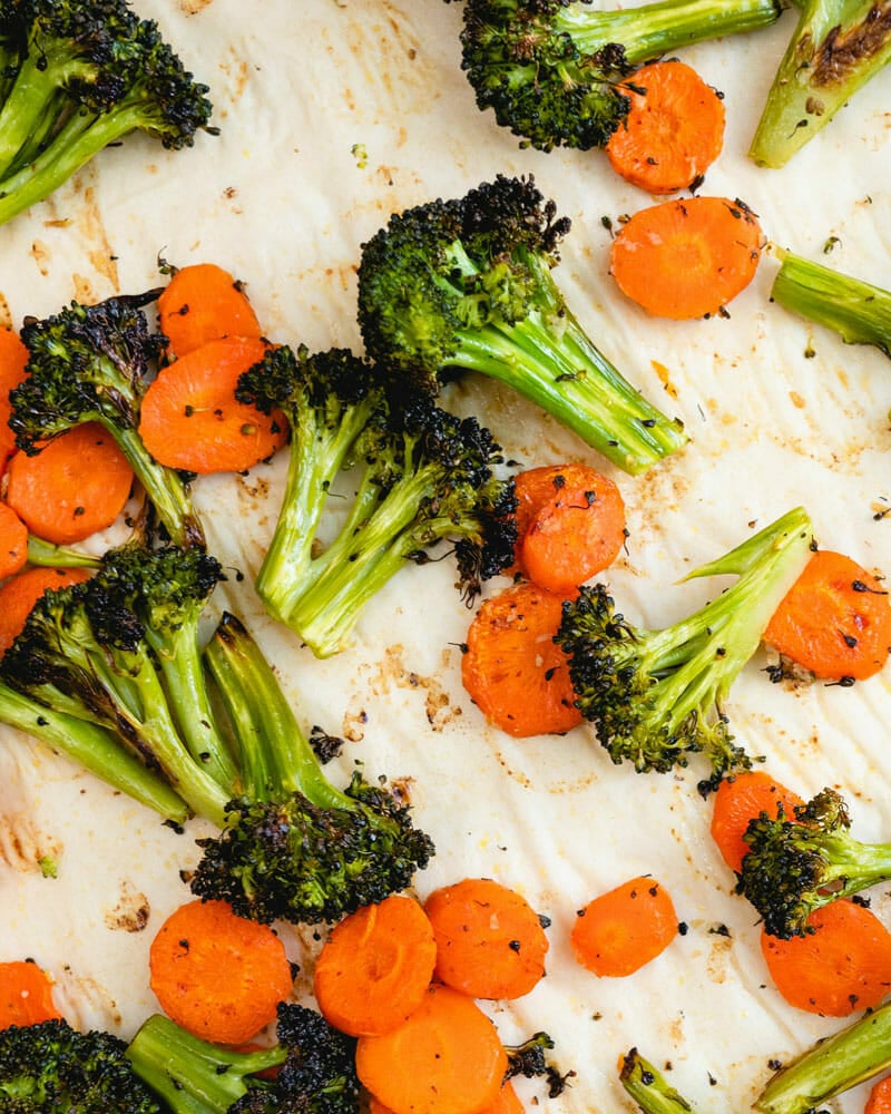 Roasted broccoli and carrots