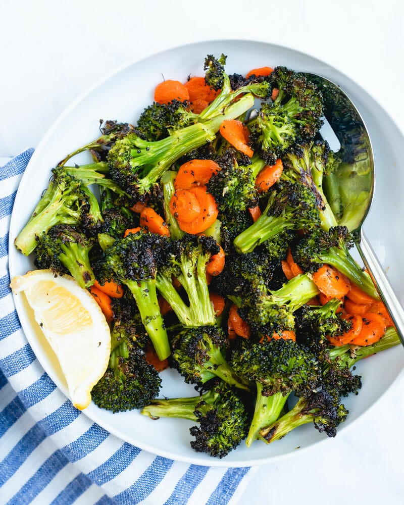 Roasted broccoli and carrots