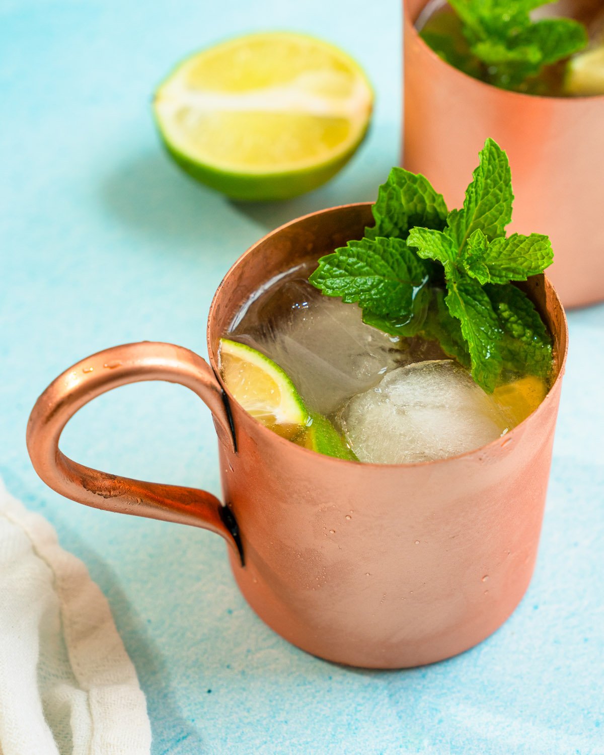 Mezcal mule in copper mug.