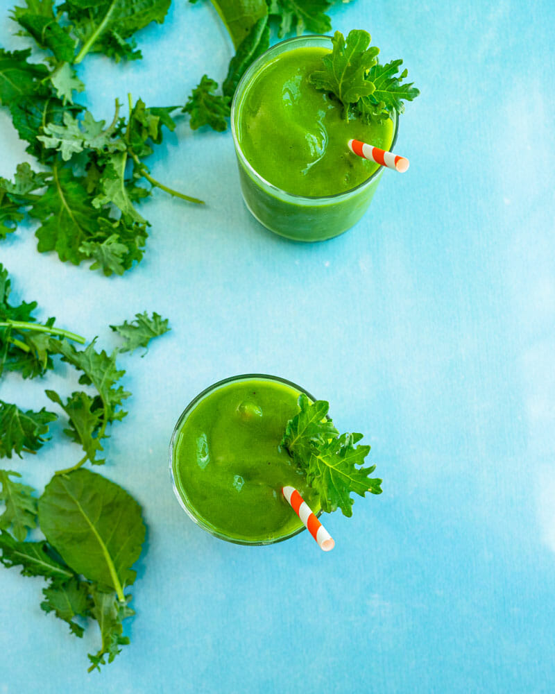 Two kale smoothies.