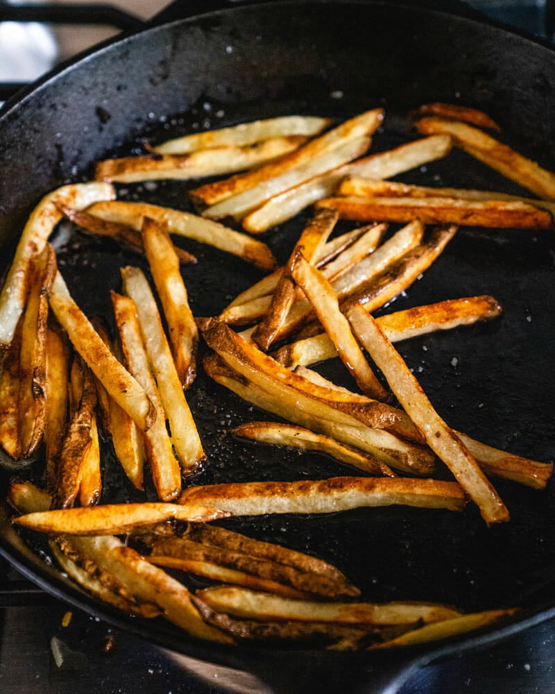 Pan frying fries