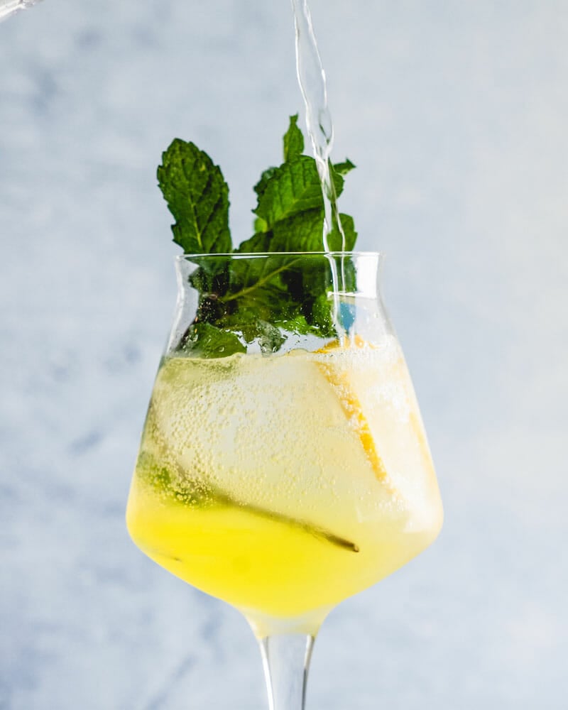 Step 2: Garnish with mint and serve the limoncello spritz. 