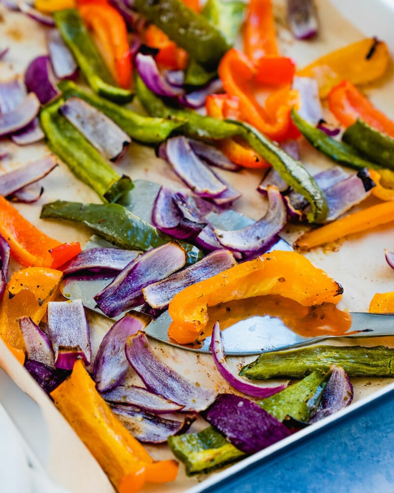 Roasted peppers and onions