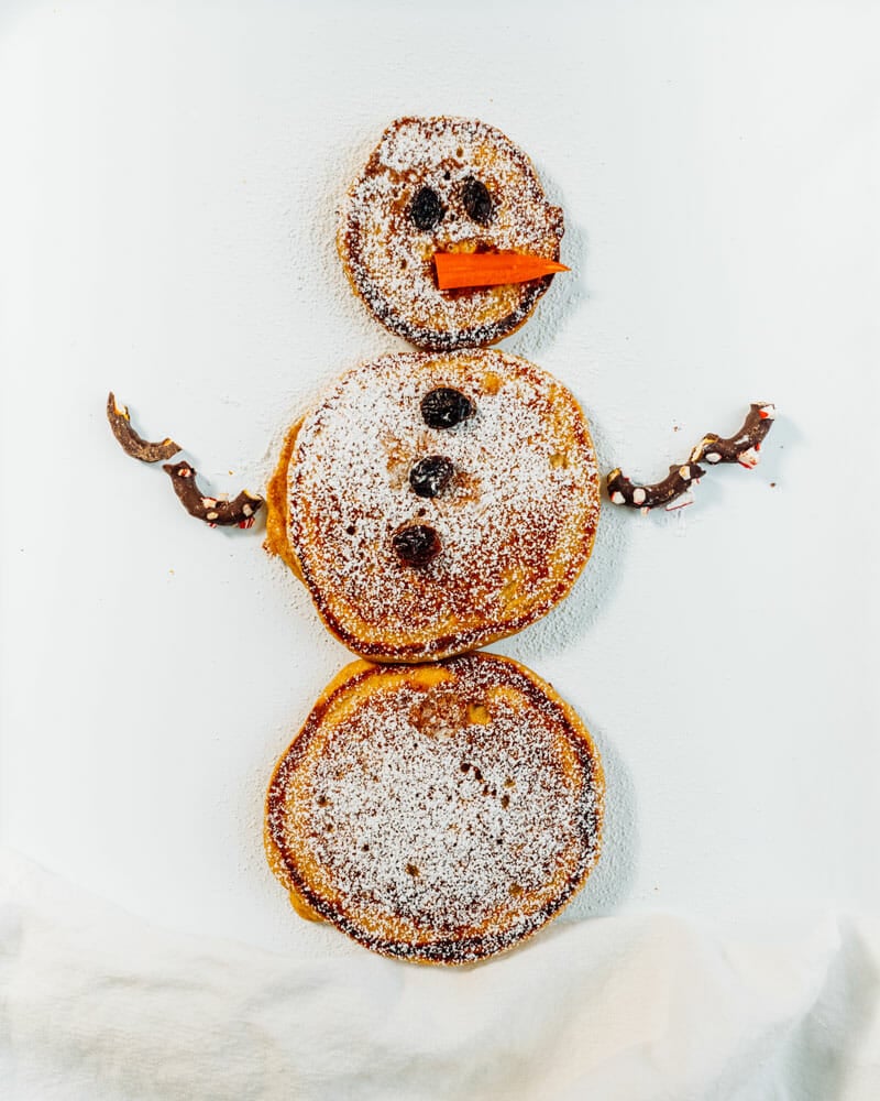 Snowman pancakes