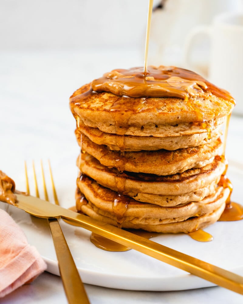 Peanut butter pancakes with s yrup
