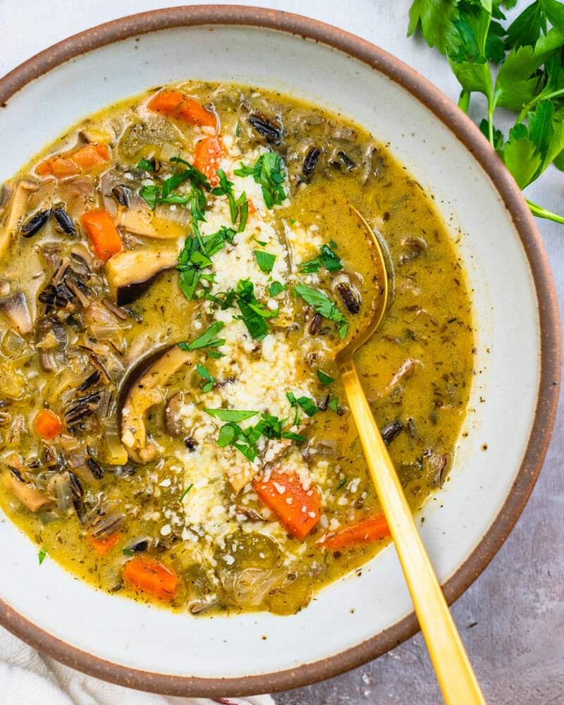 Wild rice mushroom soup