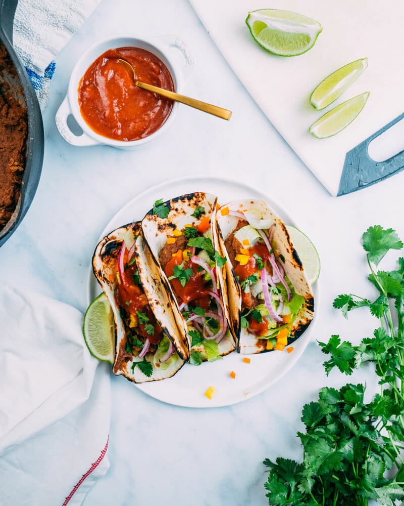 Refried bean tacos