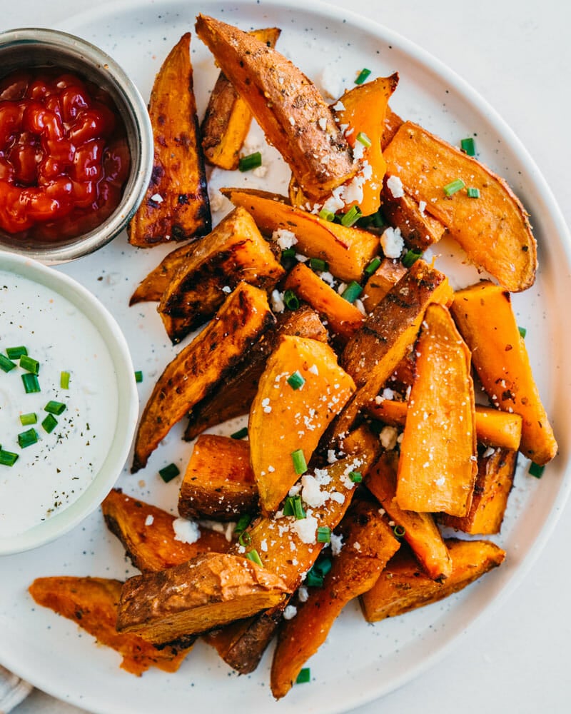 Roasted sweet potato wedges
