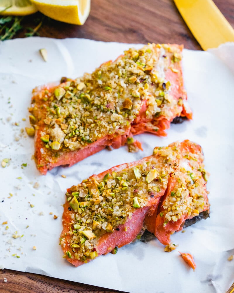 Pistachio crusted salmon
