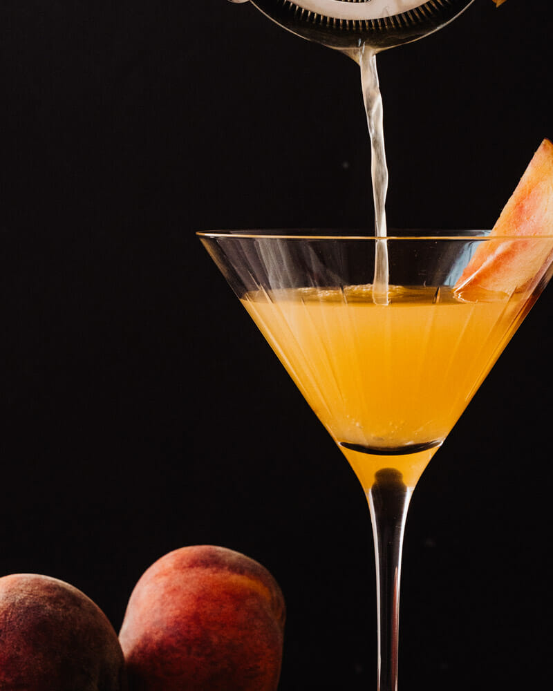 Peach martini cocktail