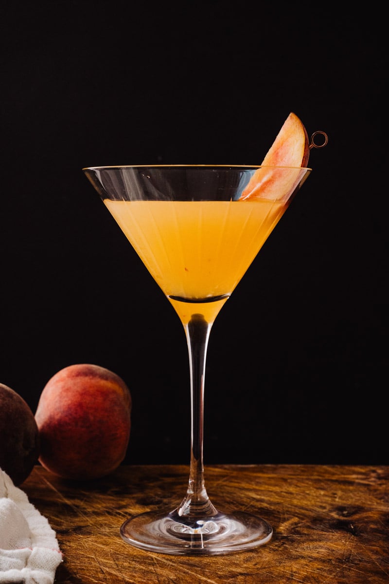 Peach martini cocktail