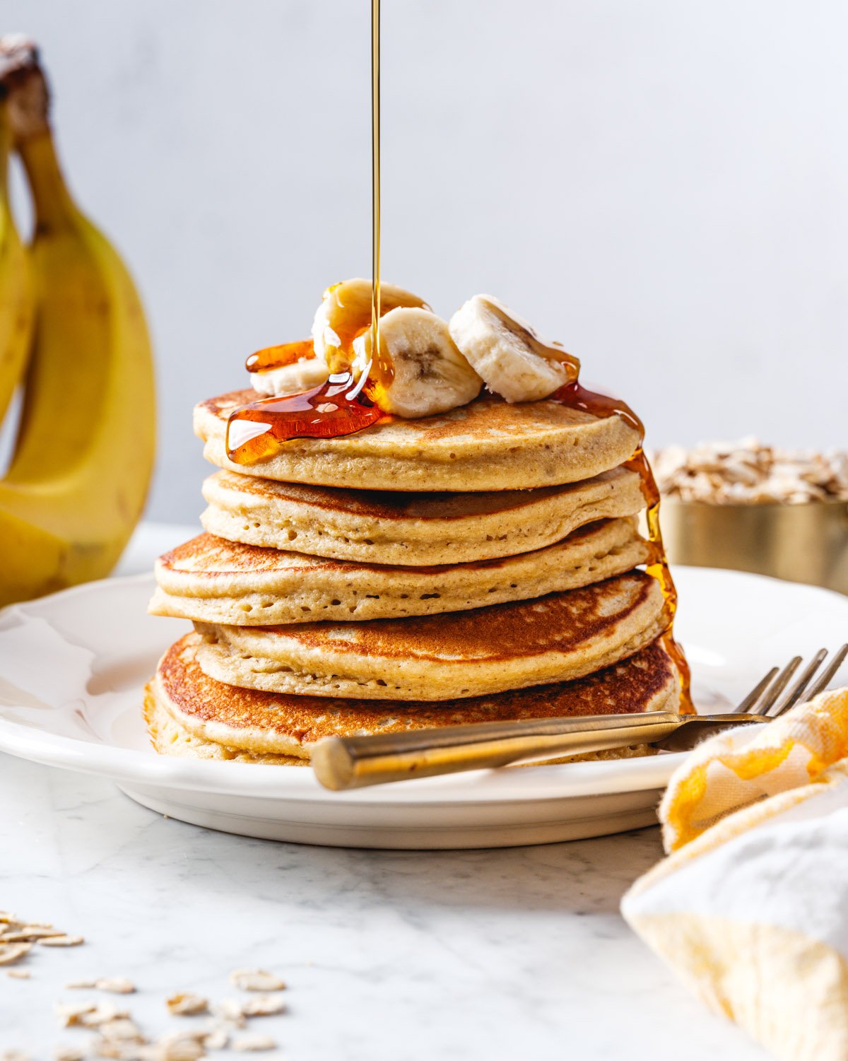 Stack of Banana Oatmeal Pancakes