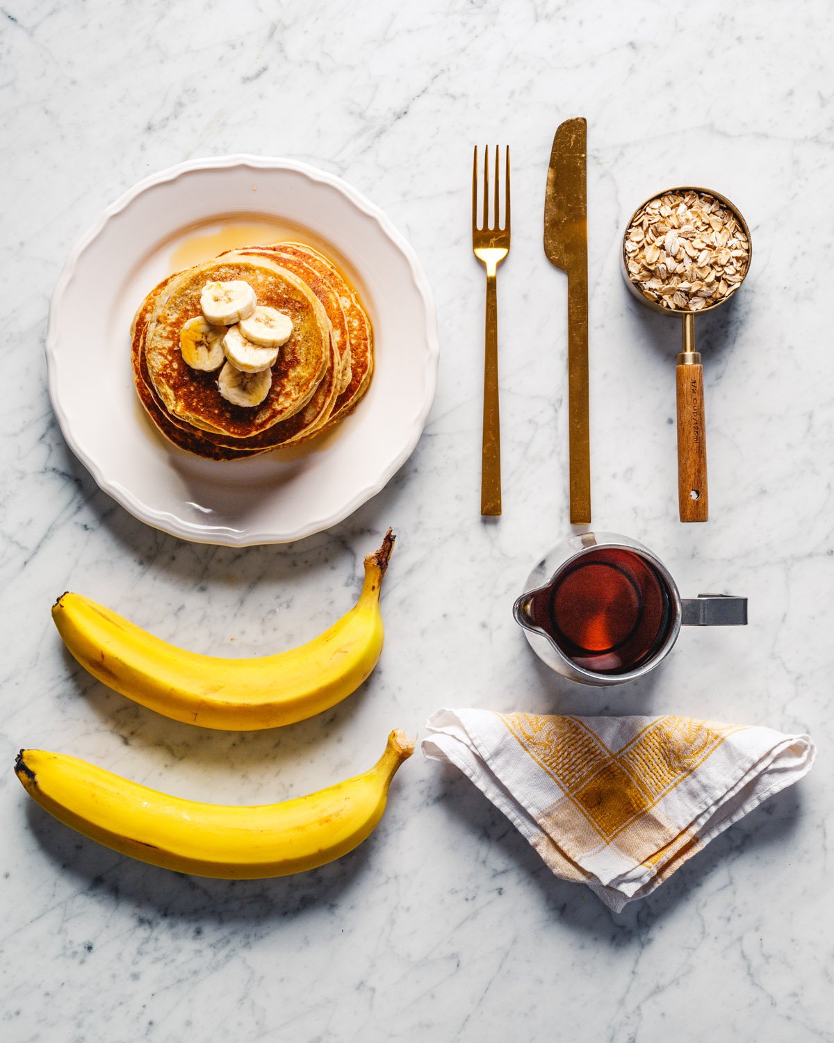 Ingredients for banana oatmeal pancakes