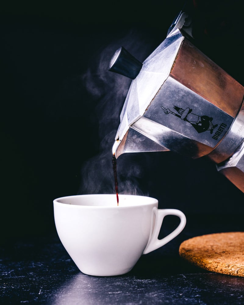 Moka pot pouring espresso