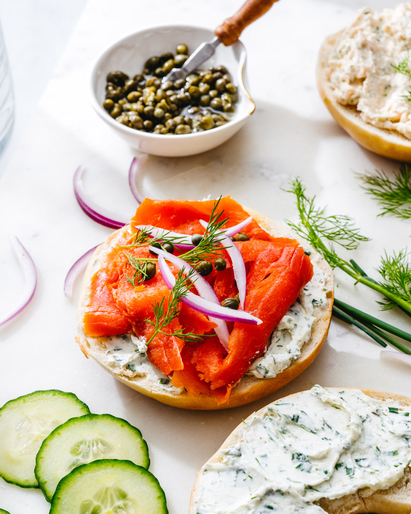 Smoked salmon bagel