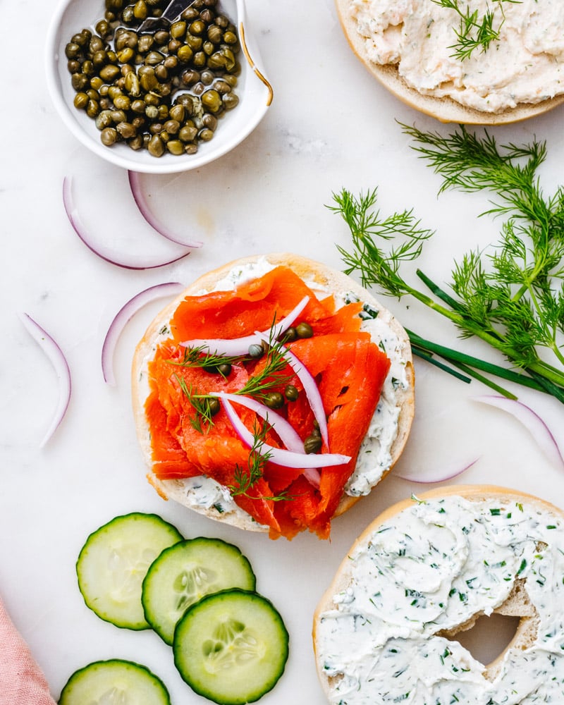 Bagel with herb cream cheese