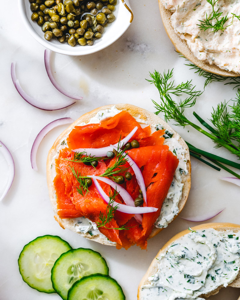 Smoked salmon bagel
