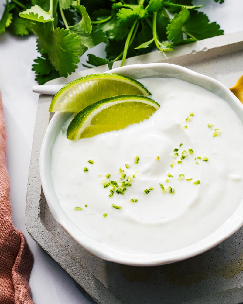 Step 3: Make the lime crema and toppings.