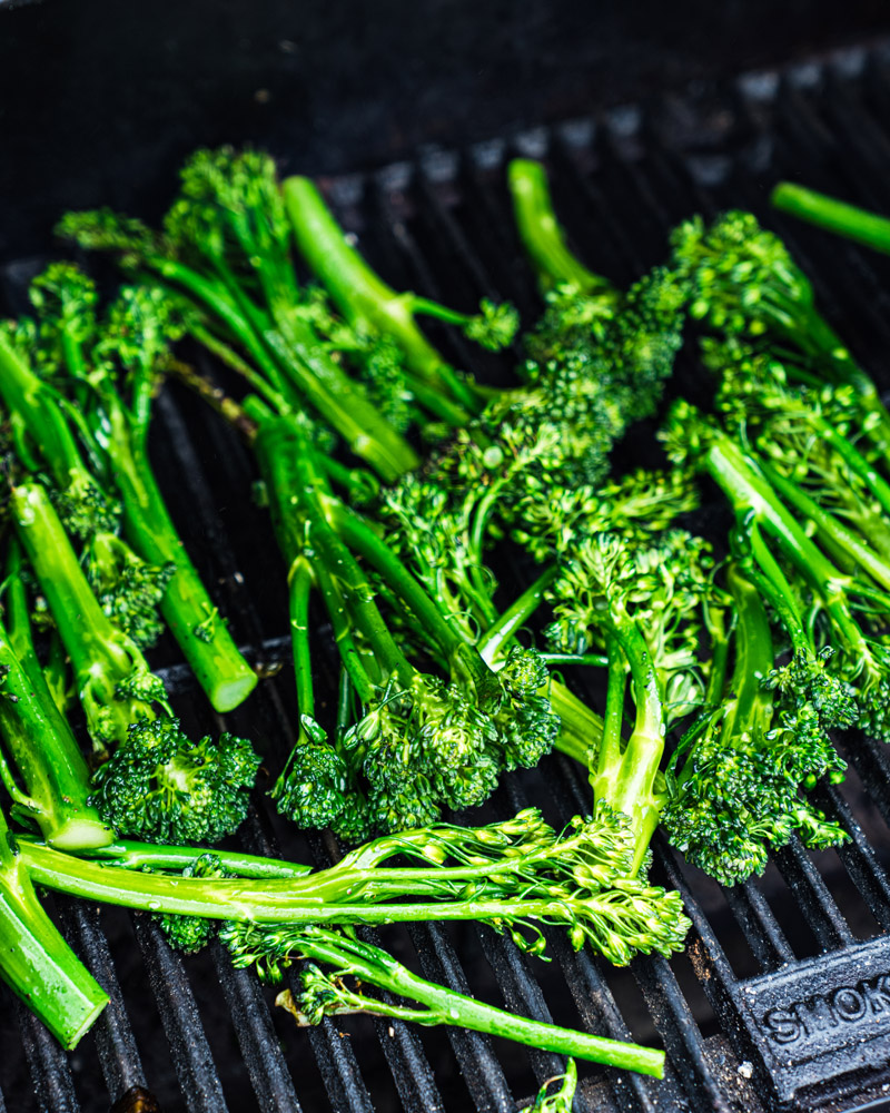 Step 2: Place the broccolini on the grill grates. 