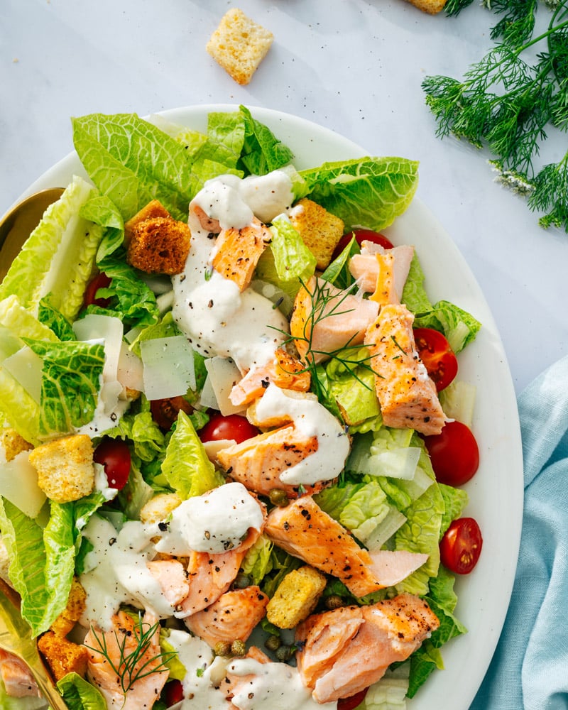 Salmon Caesar salad