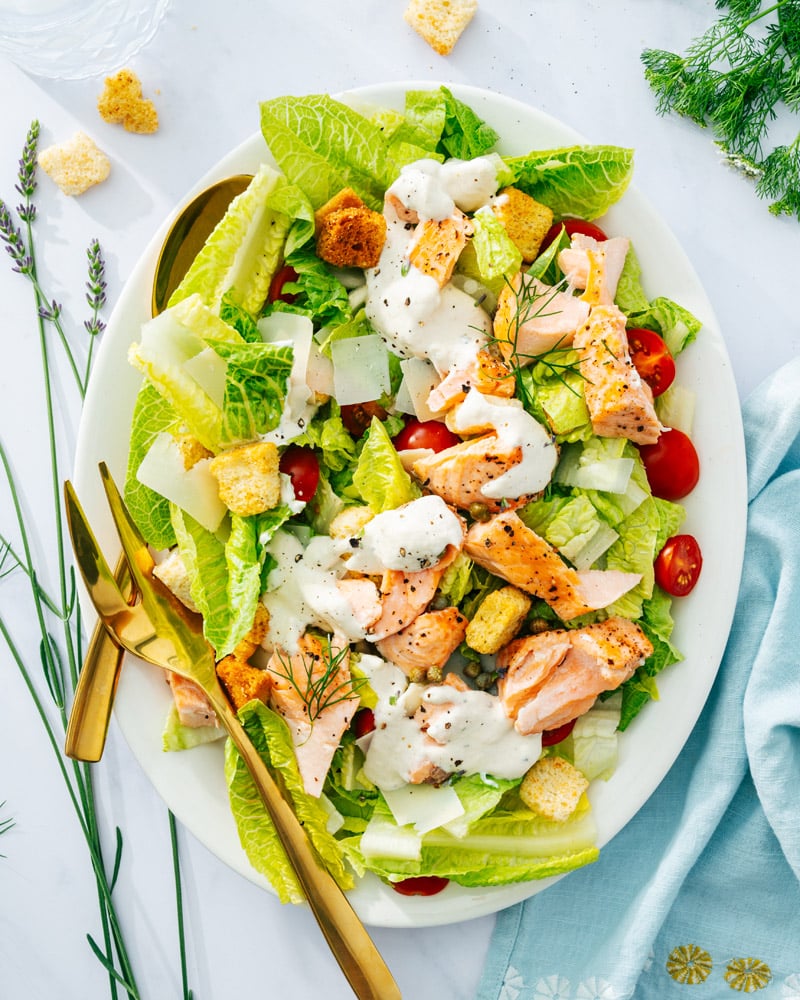 Salmon caesar salad