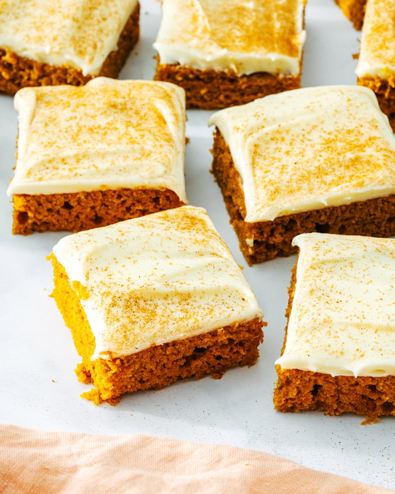 Pumpkin Bars with cream cheese frosting