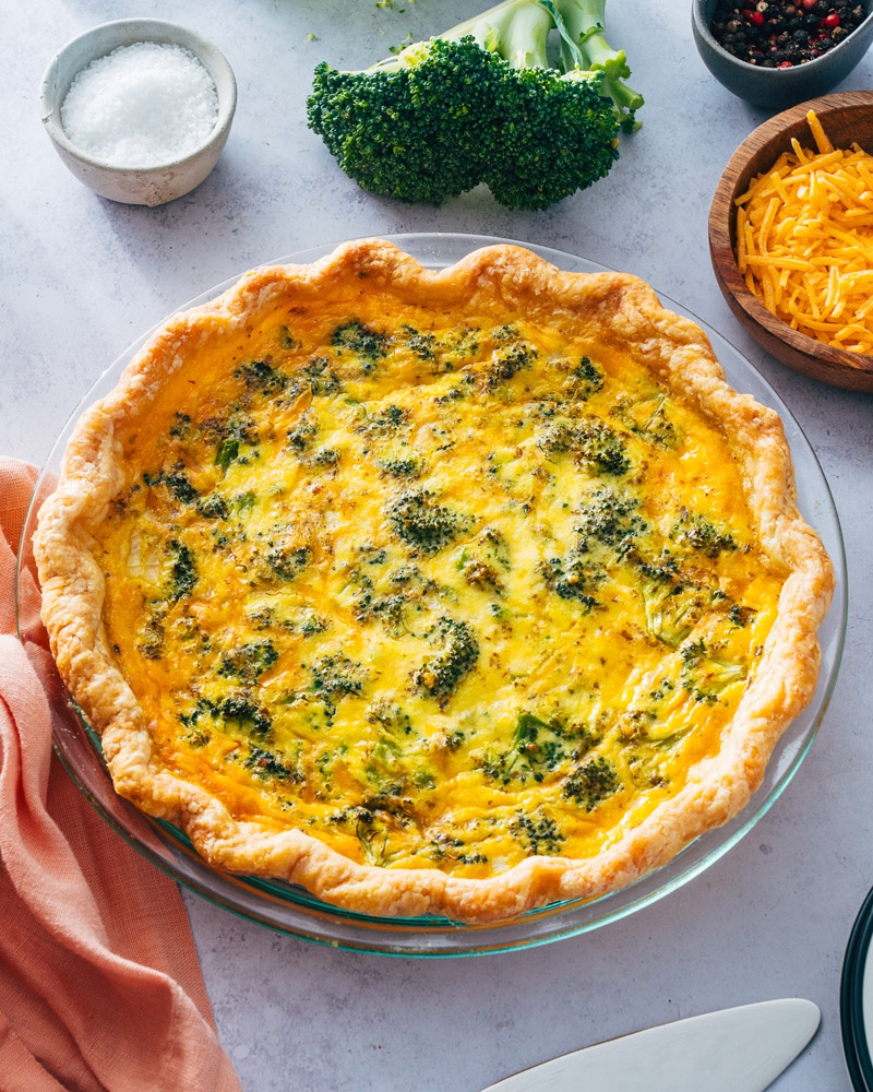 Broccoli cheddar quiche