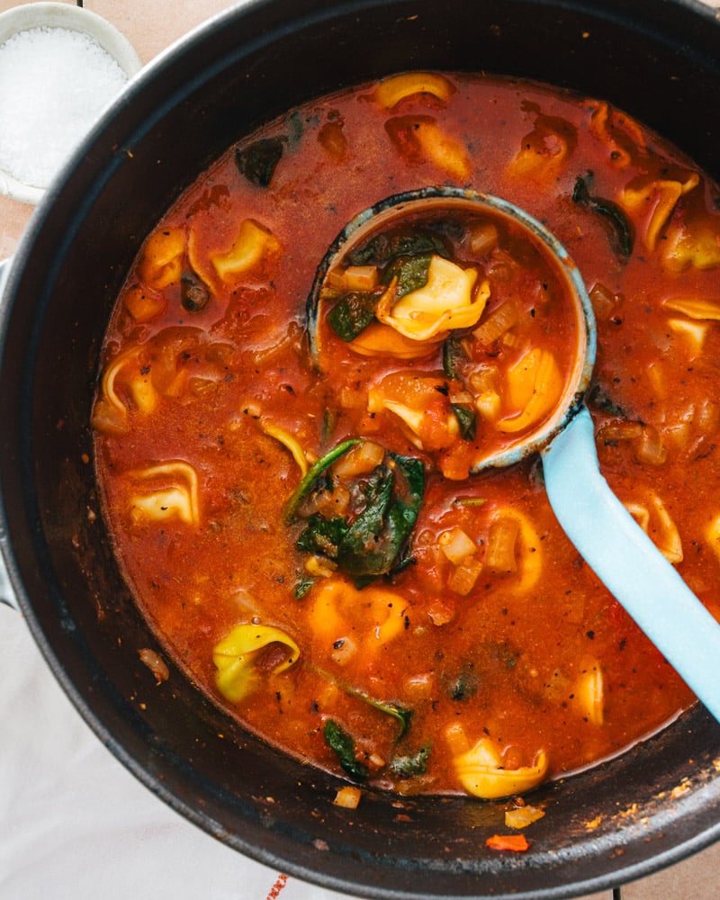 Spinach tortellini soup