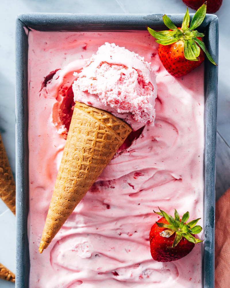 Homemade strawberry ice cream