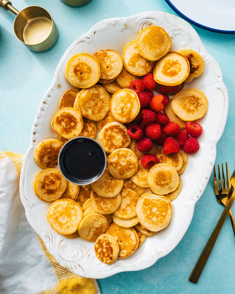 Mini Pancake on platter with syrup