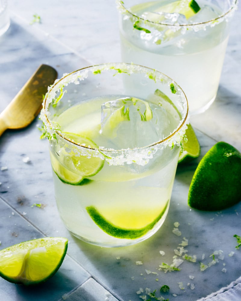 Step 3: Strain the margarita into the glass and add ice.