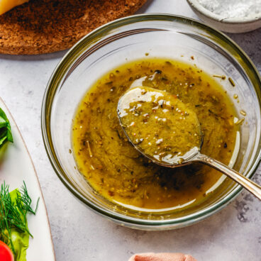 Italian Dressing recipe in bowl with spoon