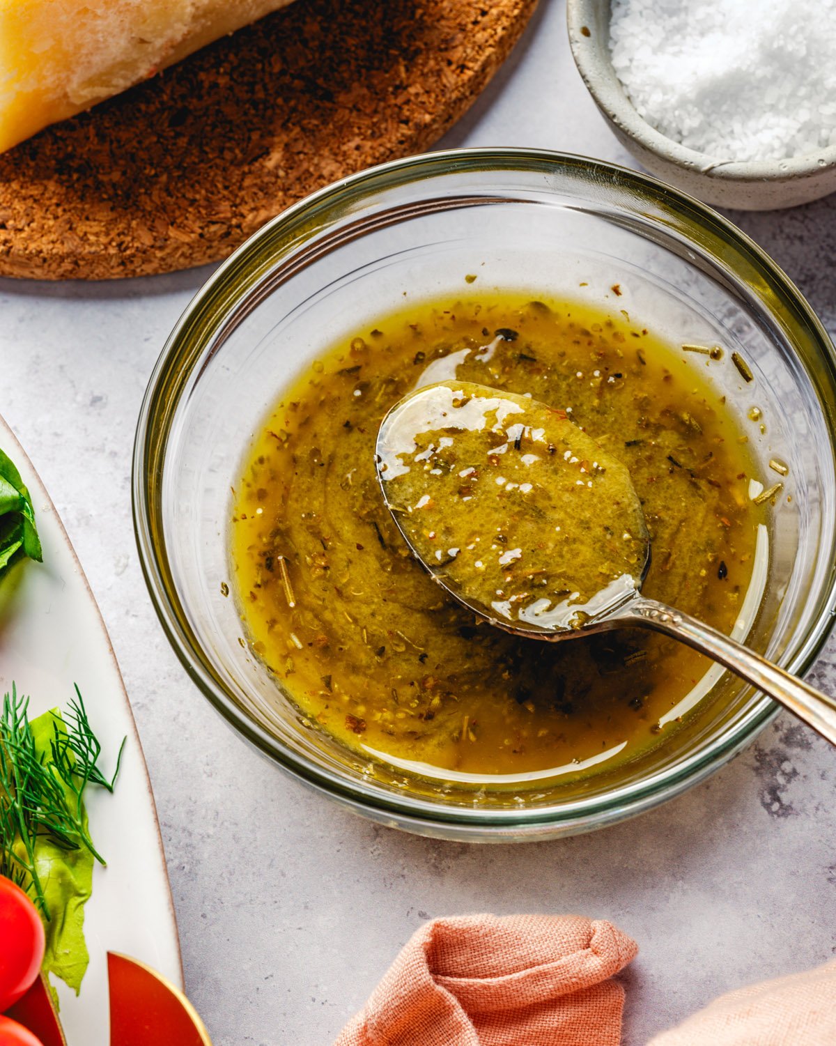 Italian Dressing recipe in bowl with spoon