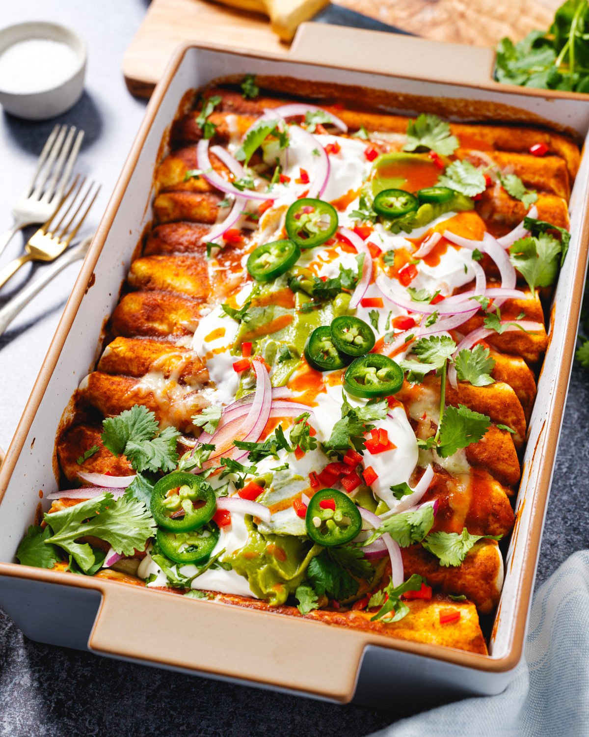 Pan of cheese enchiladas recipe