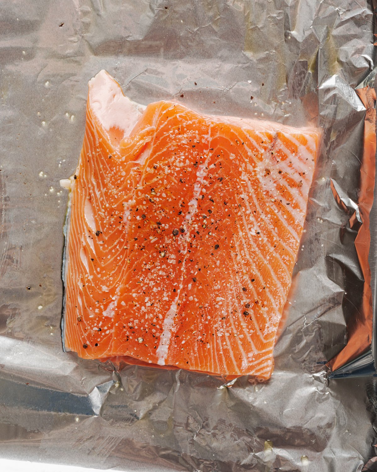 Preparing salmon for baking