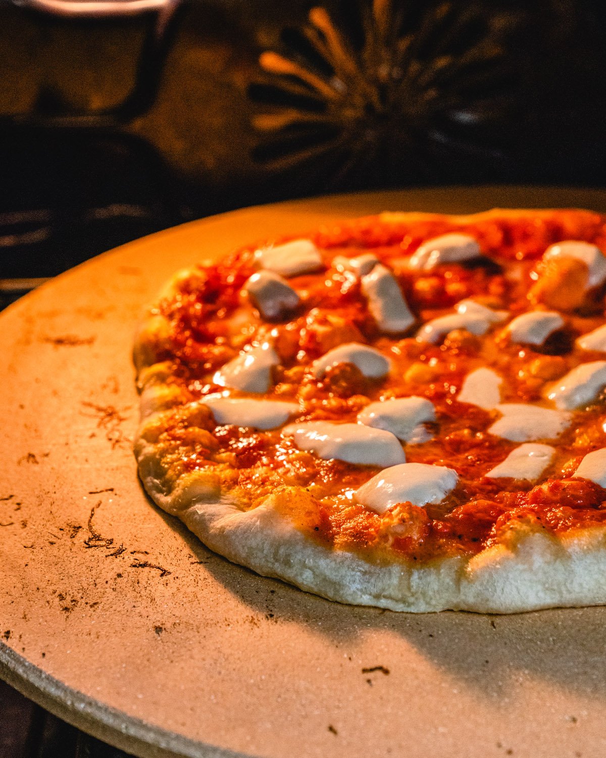 Step 3 Bake the Margherita pizza on a pizza stone.