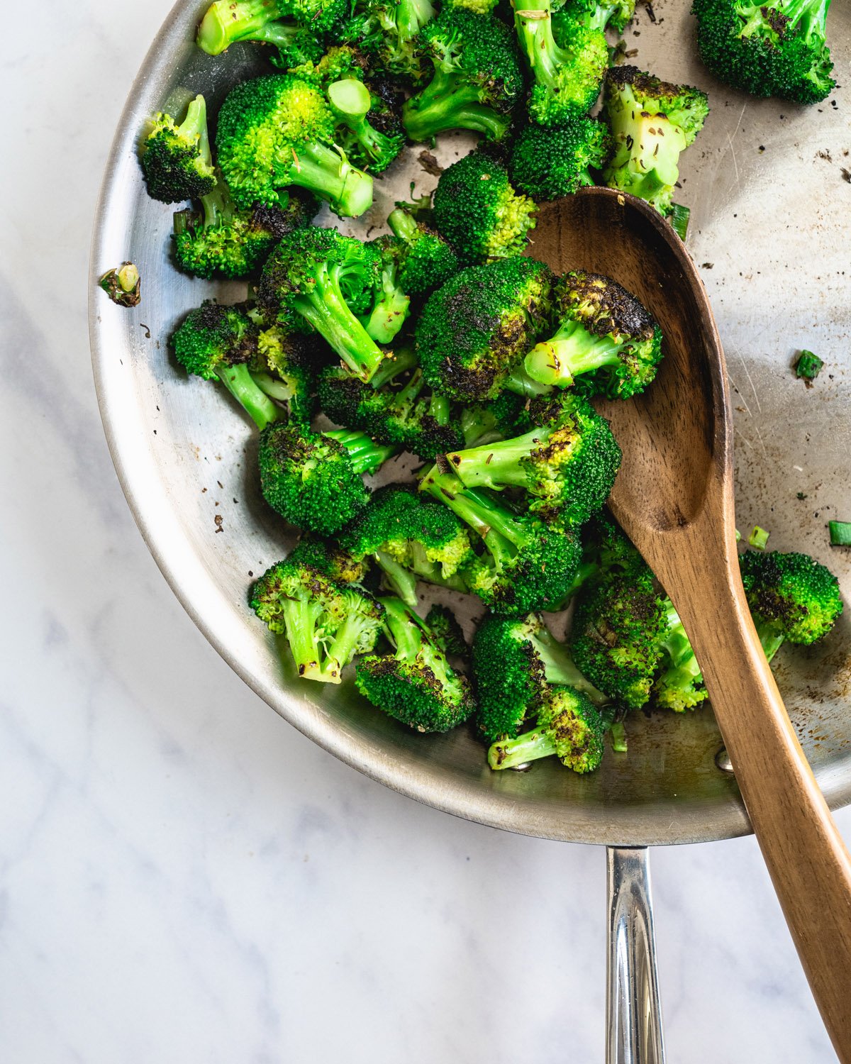 Step 2: Saute the broccoli in a large skillet.