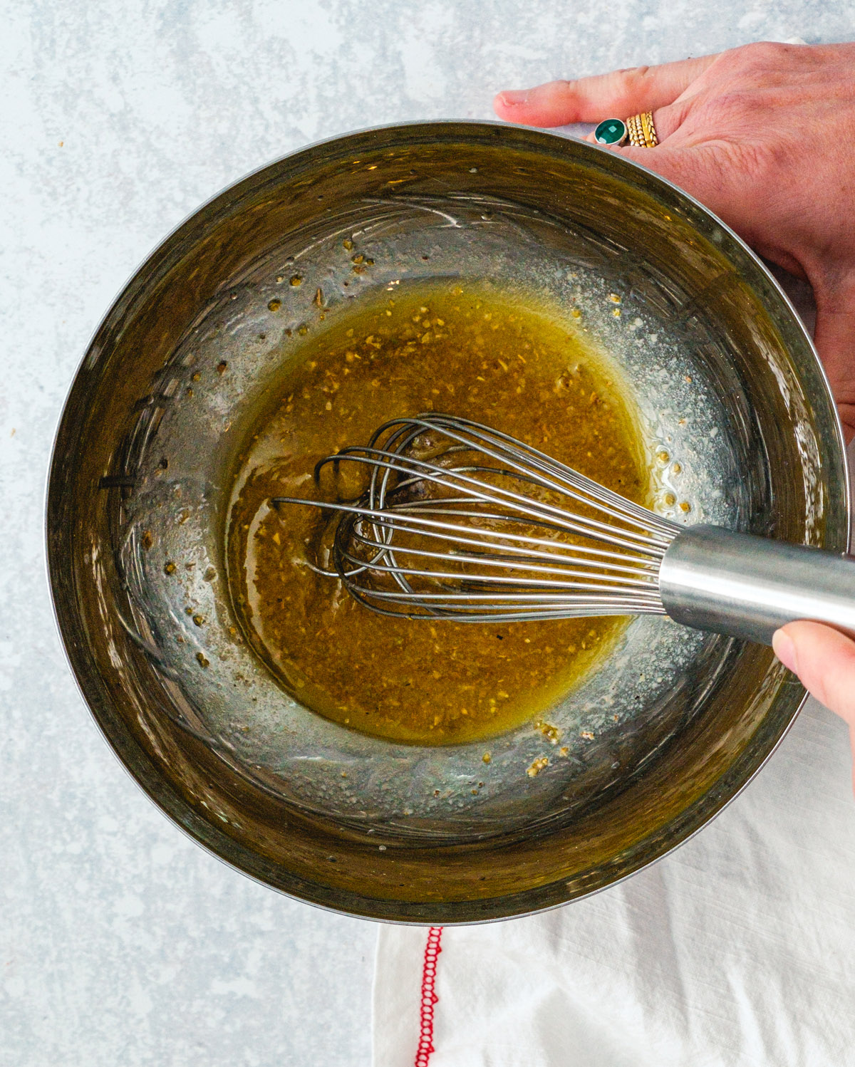 Step 3: Whisk the dressing.