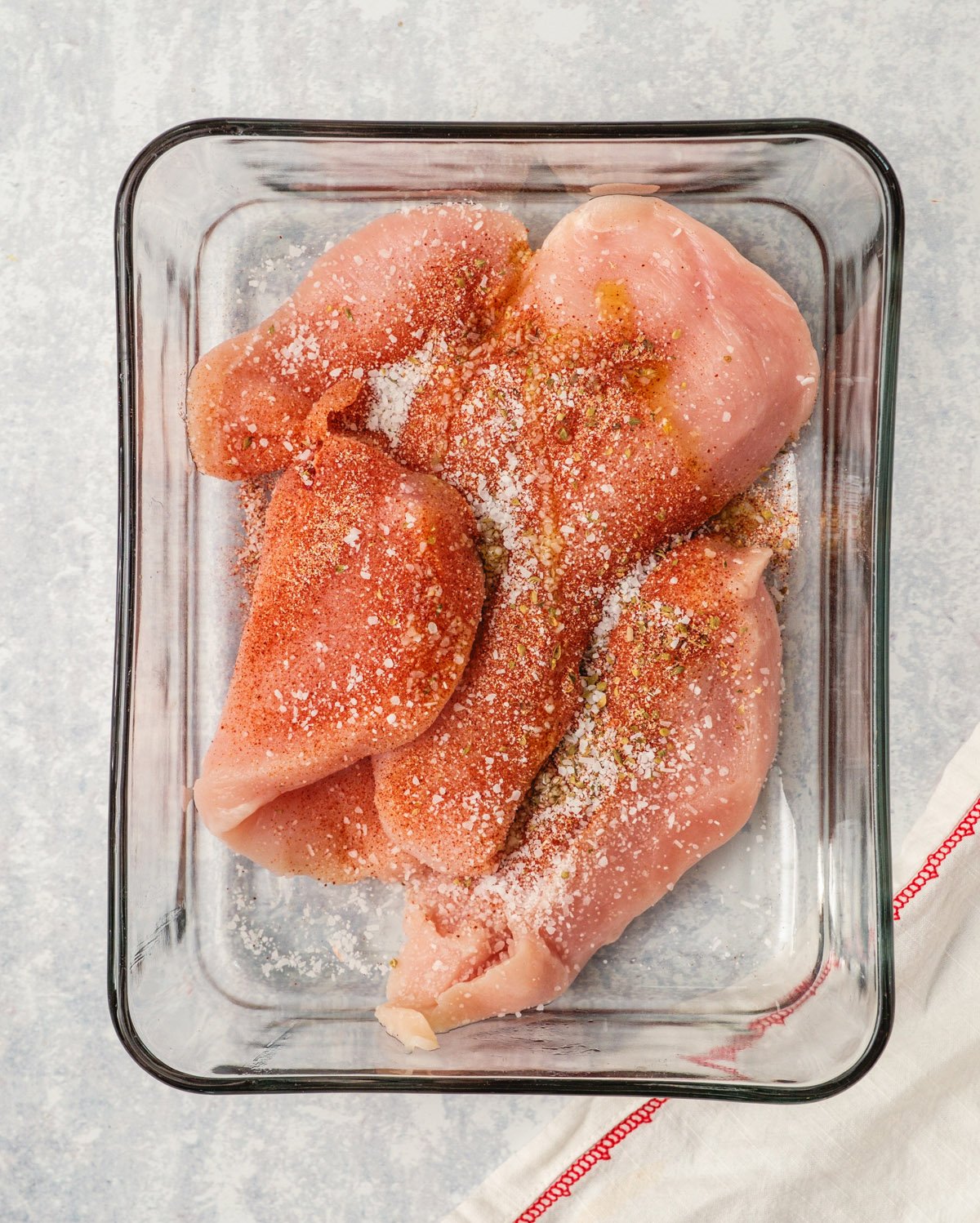 Grilled chicken Step 2: Season and marinate the chicken.