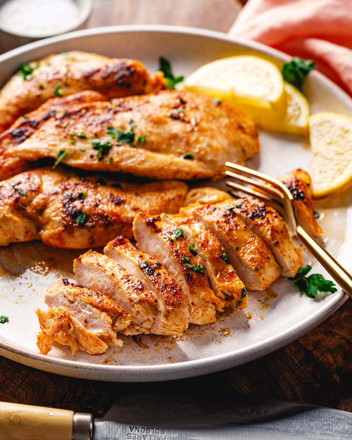 Step 1: Pan sear the chicken breast.