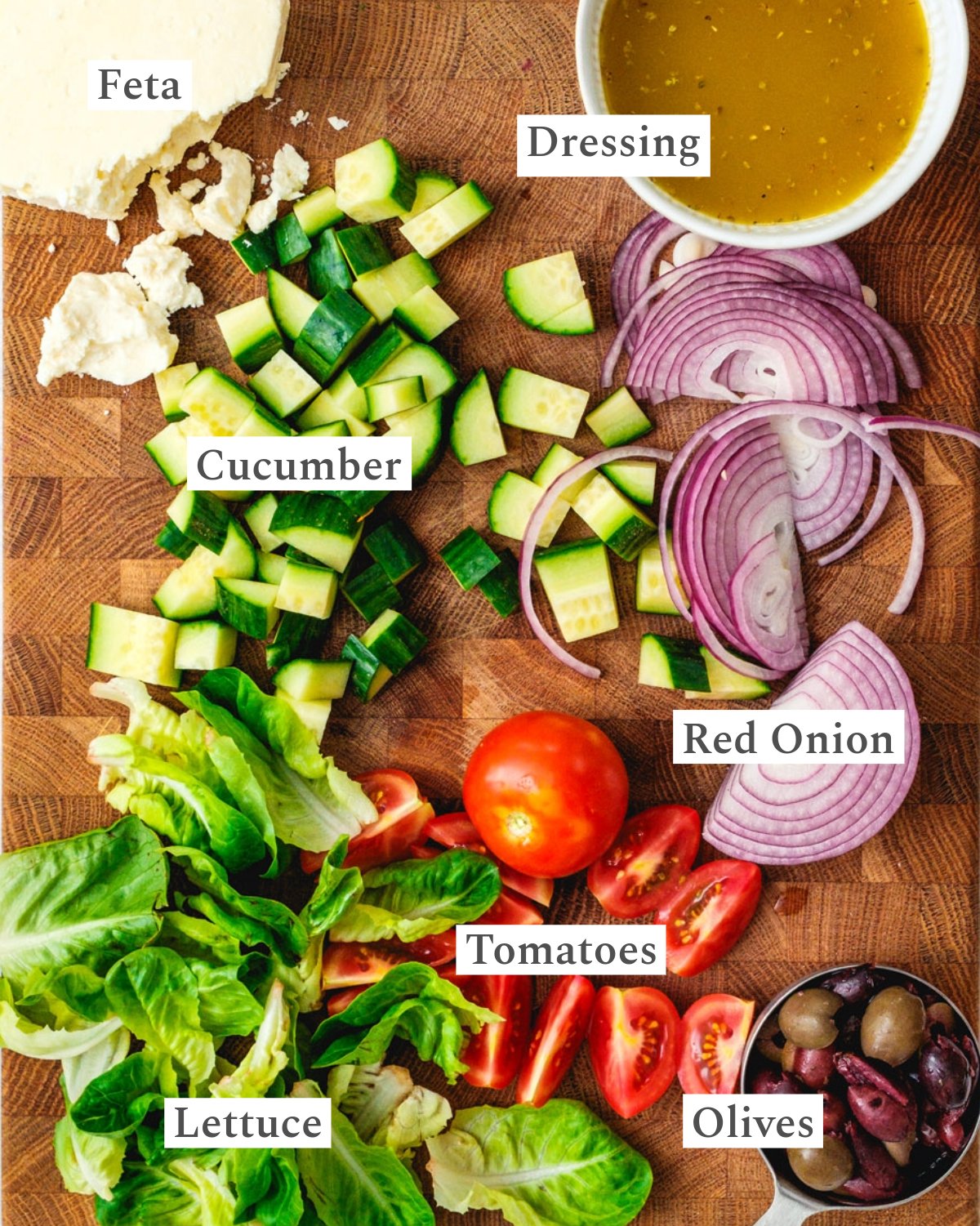 Mediterreanean Salad Ingredients.