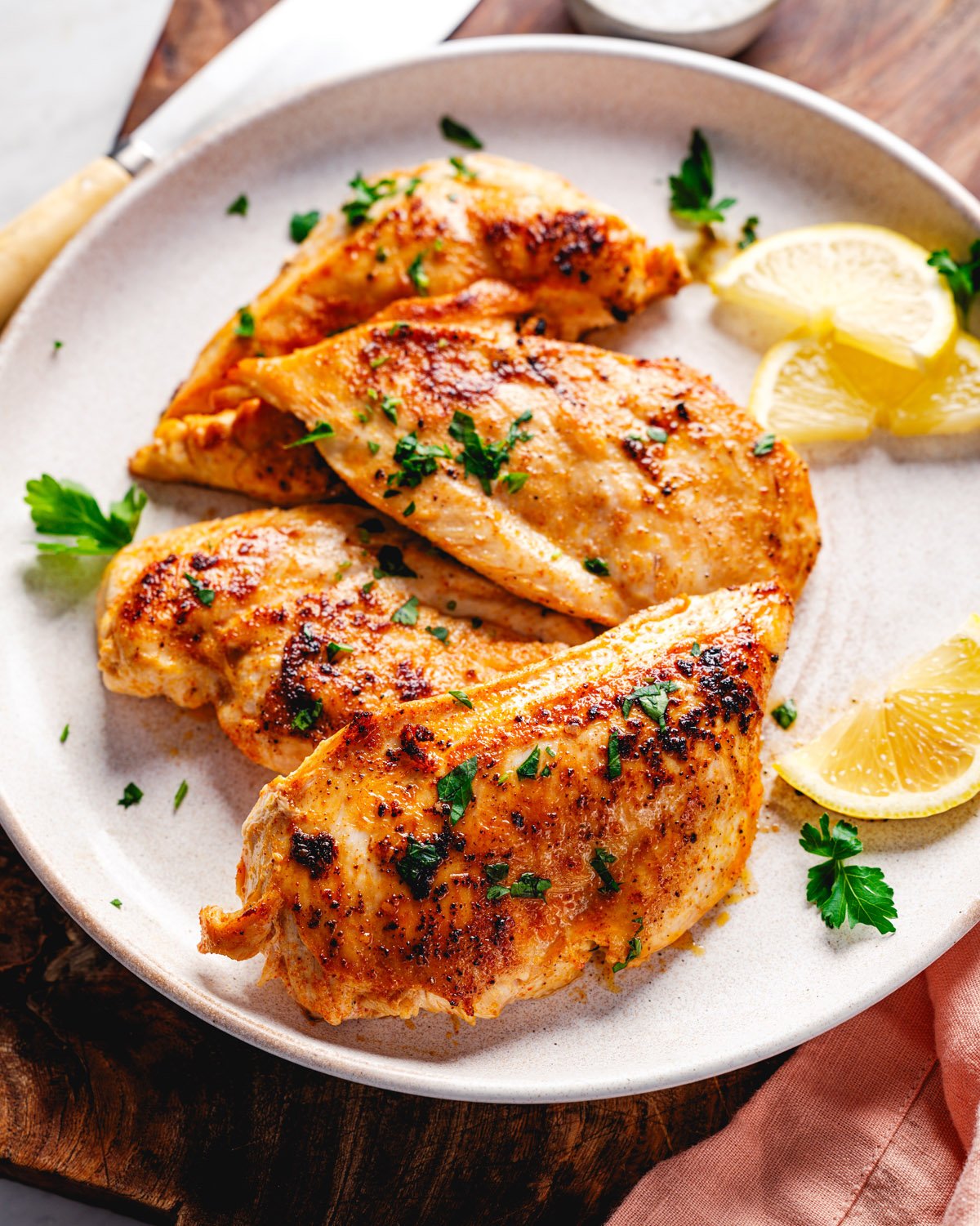 Pan Seared Chicken Breast on plate.
