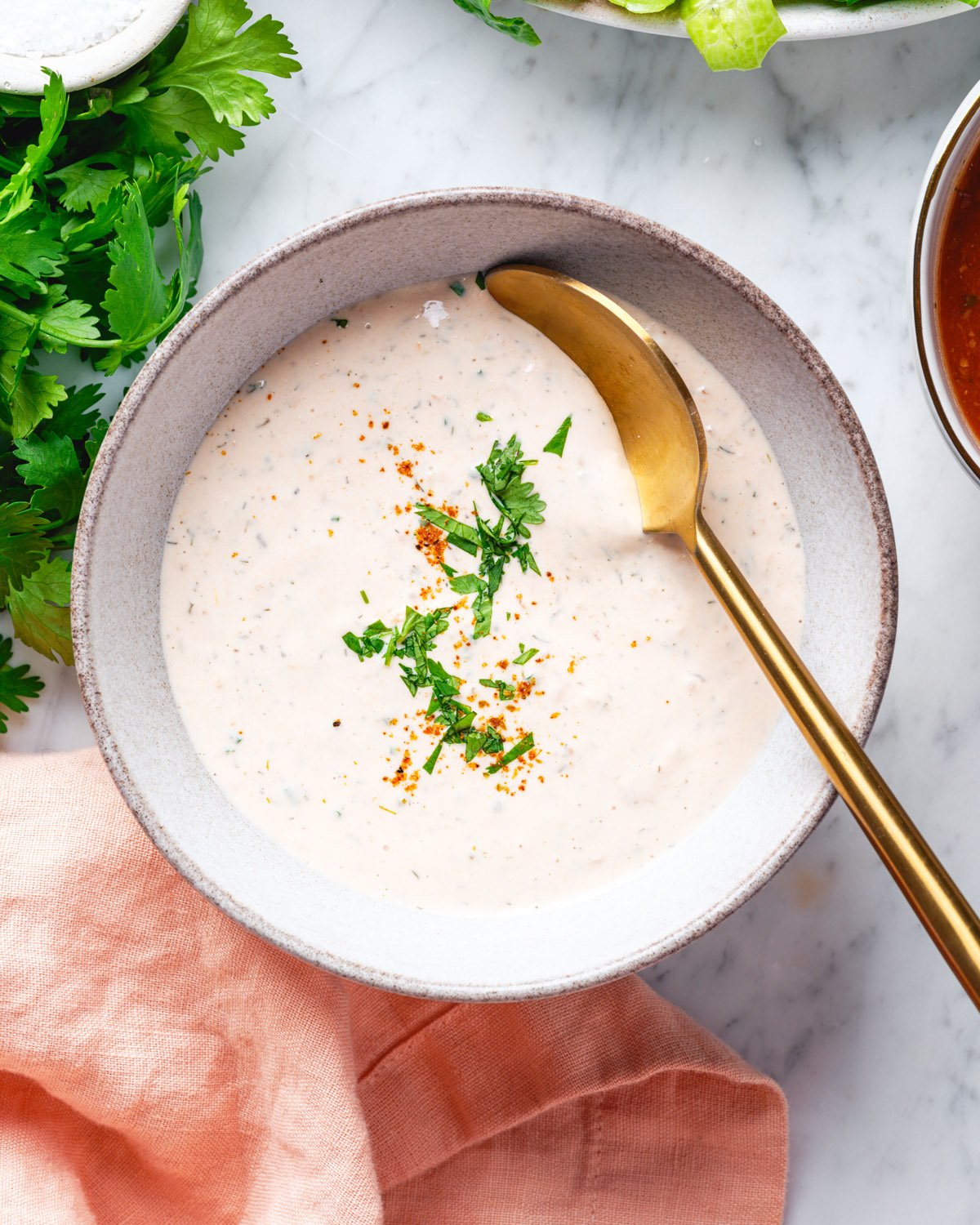 Salsa Ranch Dressing in bowl. 