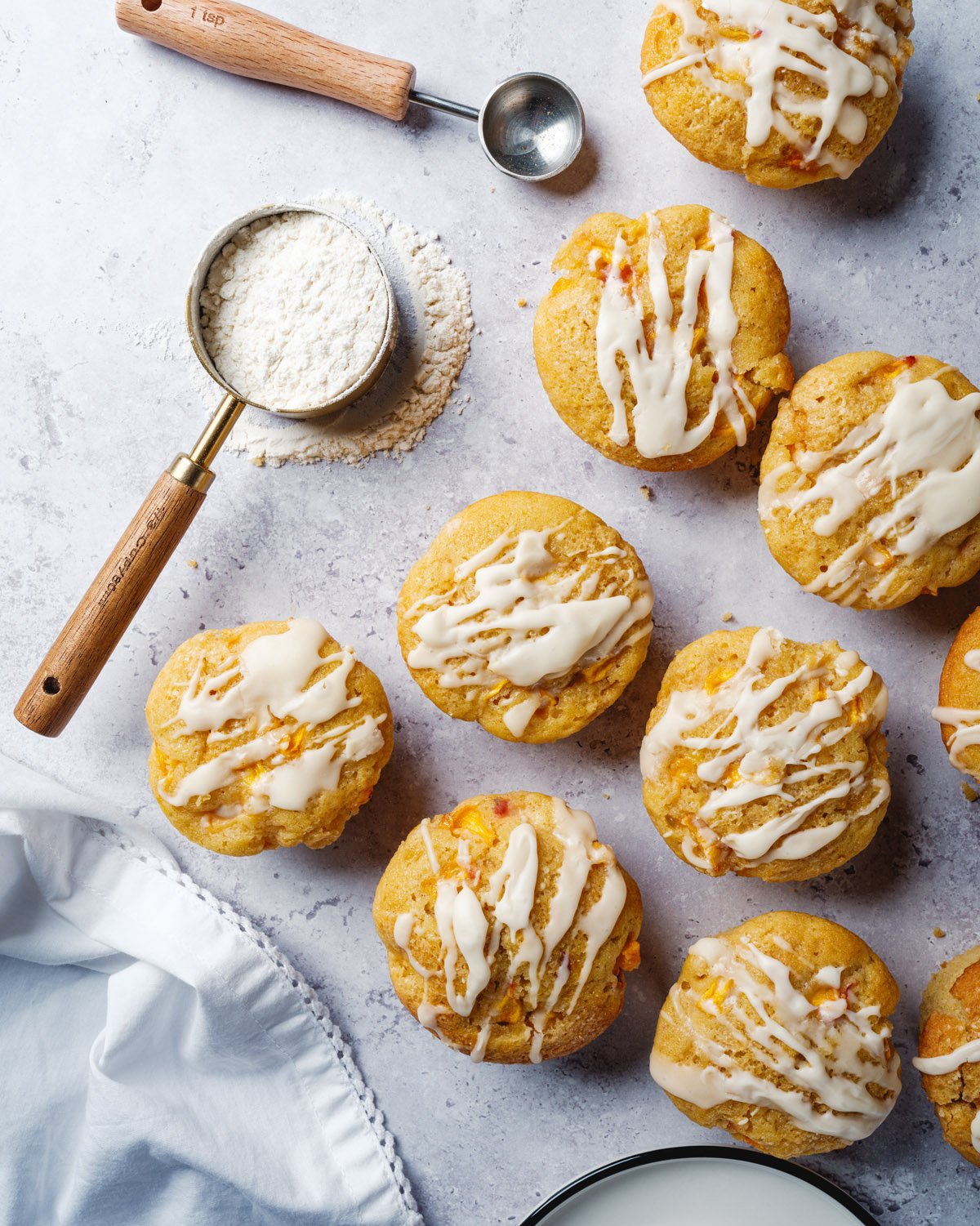 Peach Muffins with Vanilla Drizzle.