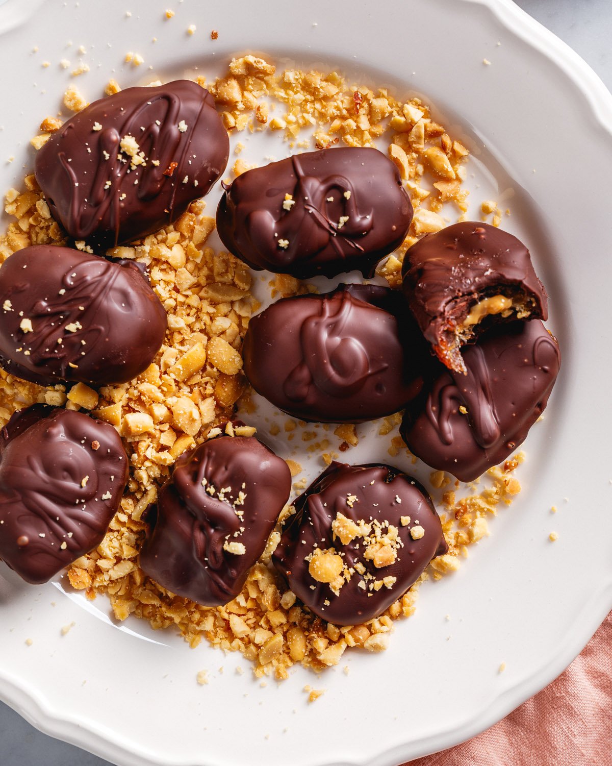 Date Snickers on a plate