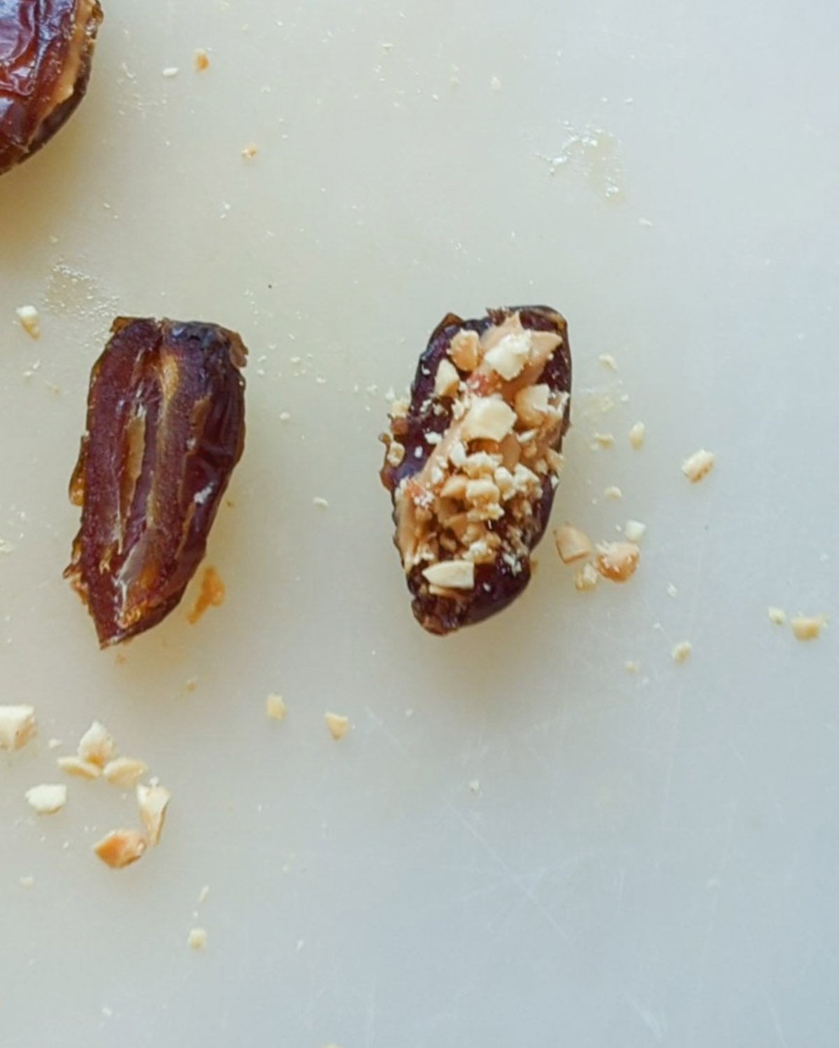 Step 2: Add peanut butter and crushed peanuts. 