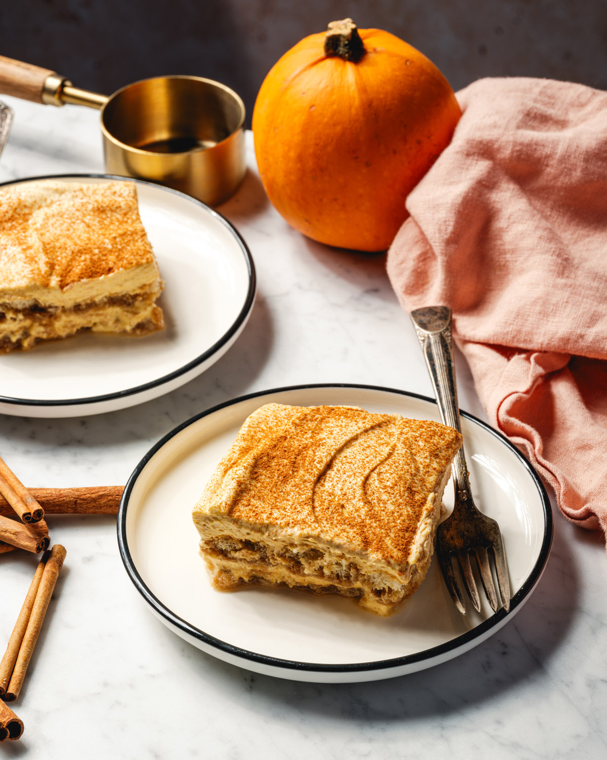 Pumpkin Tiramisu with pumpkin background