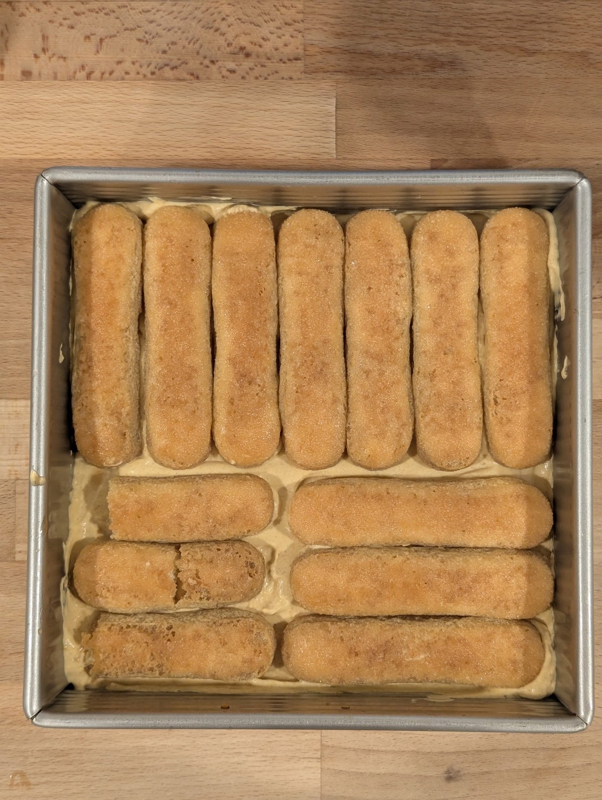 How to layer the lady fingers in pumpkin tiramisu